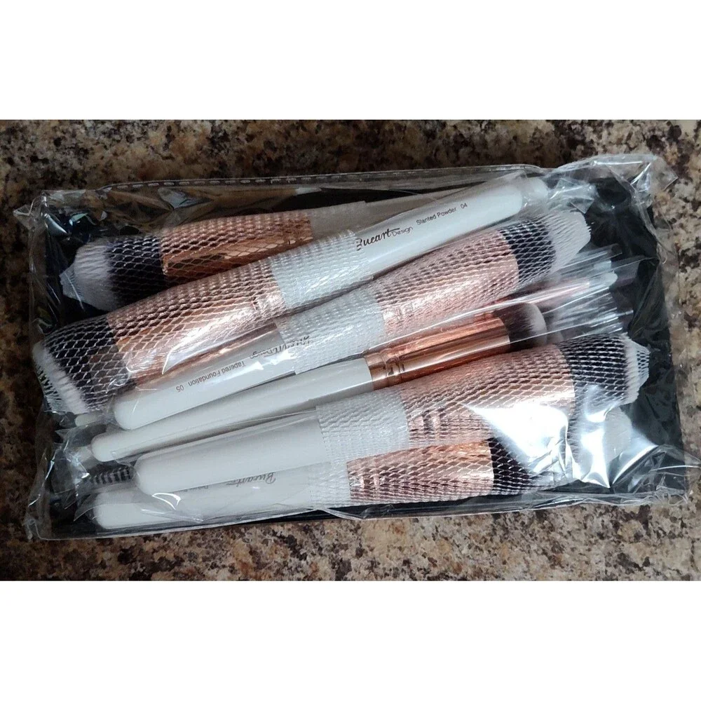 16Pcs Makeup Brush Set ULTRA SOFT White & Rose Gold Bueart Design New With Box!
